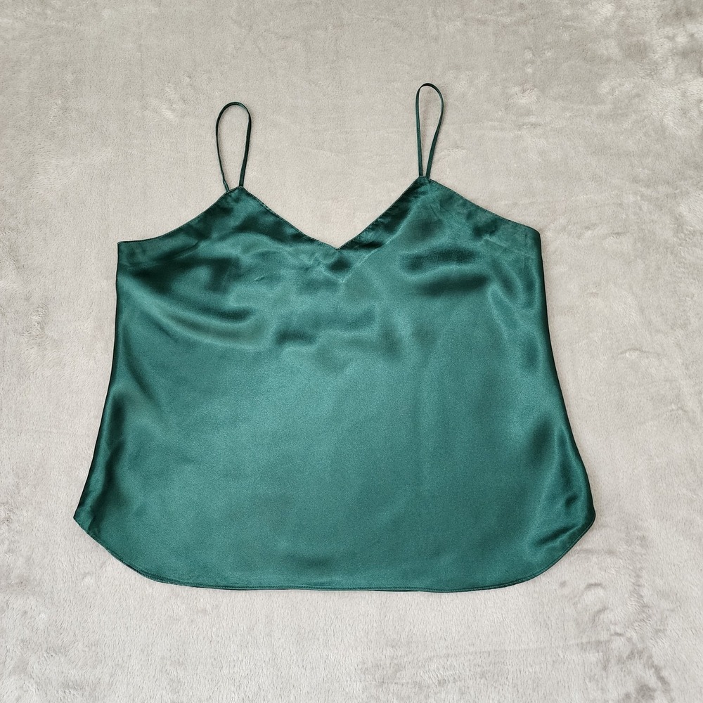 Unbranded Solid Green Sleeveless Adjustable Strap V Neck Cami Tank  M Sexy Prepp